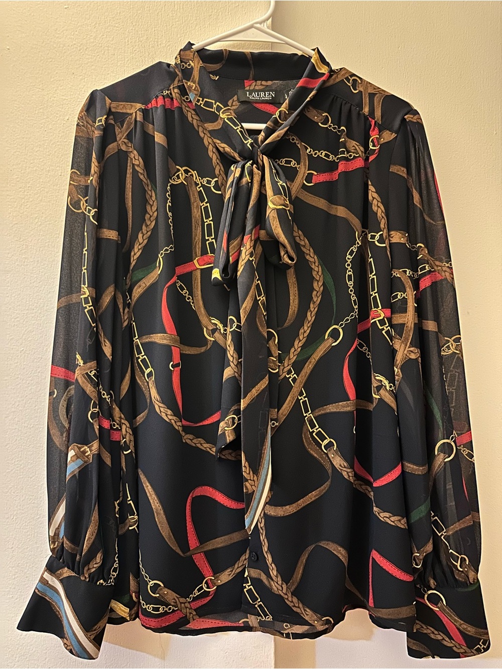 Lauren Ralph Lauren Equestrian chain & rope print shirt. Aesthetic Luxury